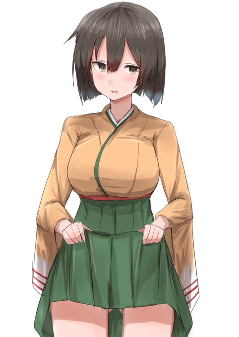 お題のパンツがギリギリ見えない程度のたくし上げで焦らしながらもて遊んでくる飛龍さんです。 