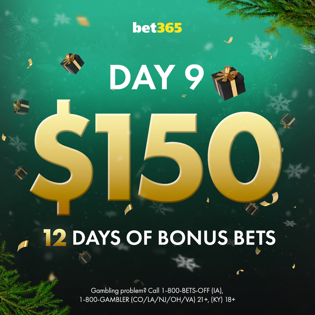 bet365_us's tweet photo. 12 Days of Bonus Bets (Day 9) 🎁

To enter:
1️⃣ Follow @bet365_us
2️⃣ RT this Post
3️⃣ Tag a Friend 👥

One winner will be selected at random.

Must be 21+ (18+ KY) | T&amp;Cs apply.