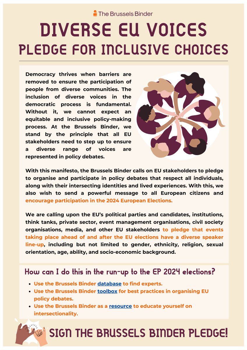 💥Tired of the same old EU policy panels? US TOO!

We call on EU stakeholders to pledge to organise and participate in policy debates that respect all individuals, along with their intersecting identities and lived experiences, NOW!

Sign our pledge here 👉bit.ly/3RfPPXT