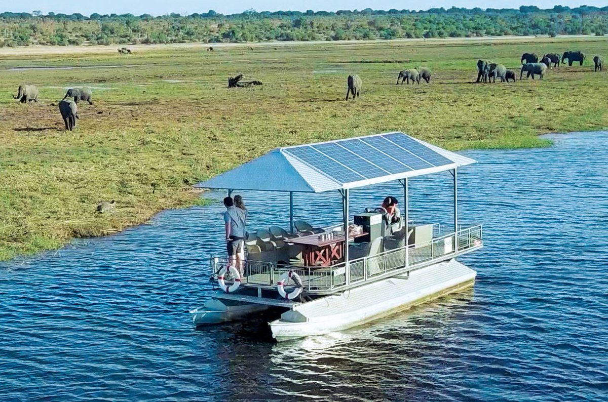 Congrats Botswana's Chobe Game Park, 1st and only Bots game reserve to introduce electric boats and vehicles for its safaris and tours. Their silence enhances the experience in nature. Other African parks using electric vehicles include SA's Kruger Park and Tanzania's Serengeti.