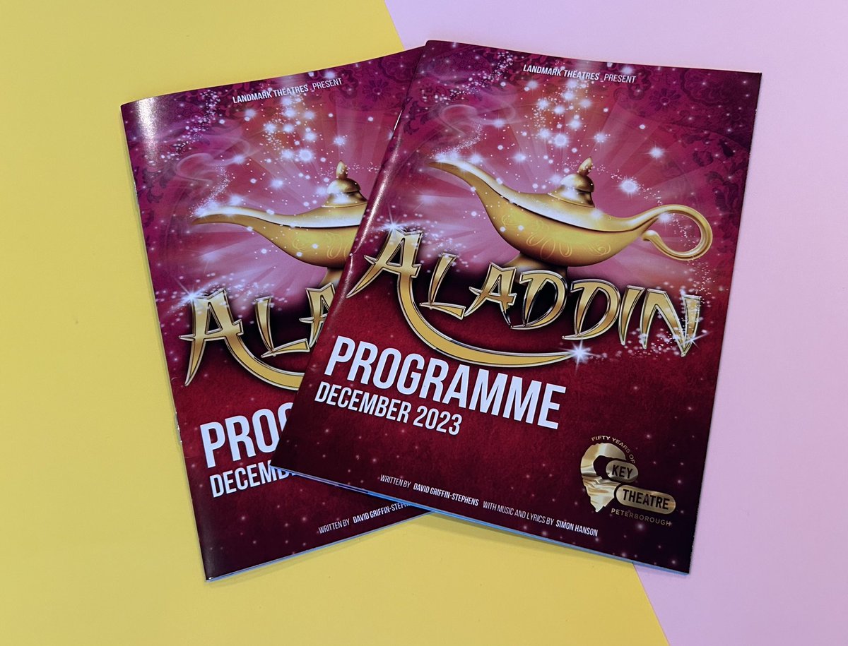 A lad with a lamp 😉 that just spells adventure across continents, oh yes it does! 🪔 We’re chuffed to produce @pborokeytheatre’s magical #Aladdin 🧞#panto programmes, complete with puzzles ✨

#JGartsandculture 🎭 #TheArtOfPrint 🎶 #JGpanto 🎄 #FestiveSeason 🌟 #LandmarkTheatres