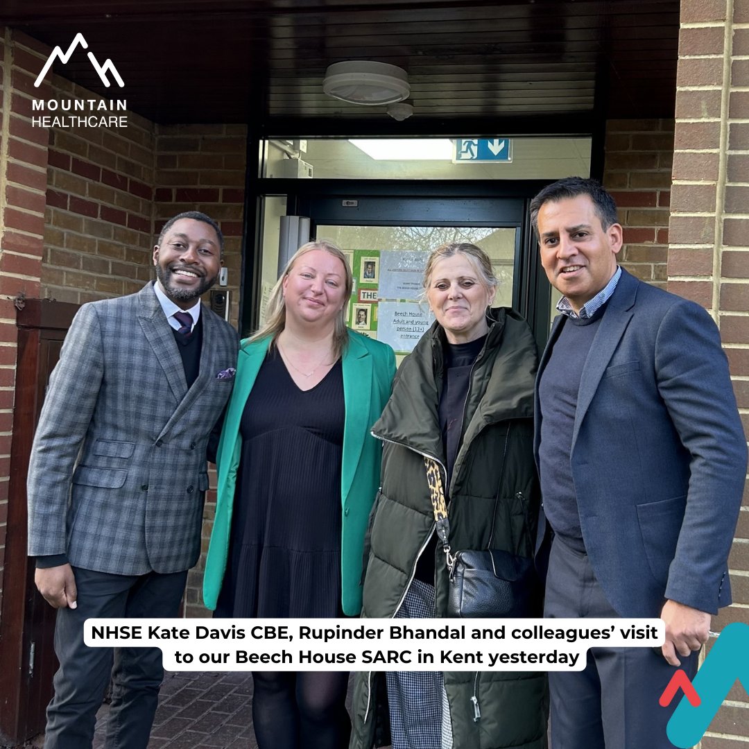 It was an absolute pleasure welcoming  Kate Davis CBE, Rupinder Bhandal and colleagues to our Beech House SARC in Kent yesterday.

#mountainhealthcare #KentSARC #SARC #NHSEngland #HealthinJustice #KateDavies #Patientjourney #Patientexperience #Kent #Maidstone #MSAS