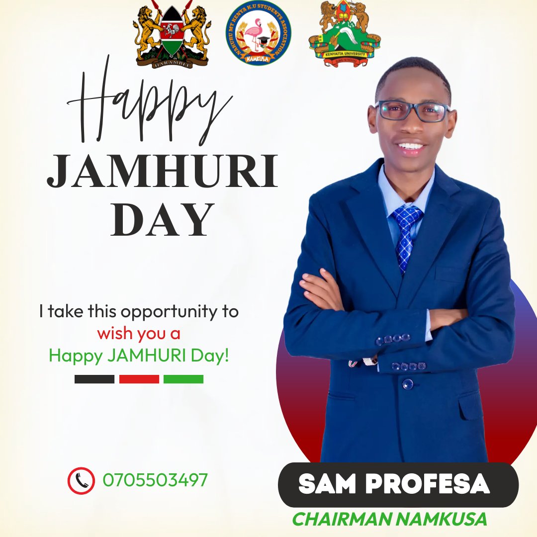 Happy Jamhuri Day fellow Kenyans.

#JamhuriDay #KenyaAt60 
@NAM_KUSA