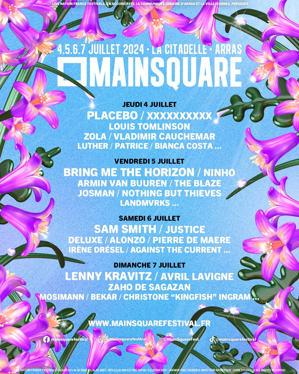 🔥 20 ans : un banger 🤯

RDV du 4 au 7 juillet 2024 pour des retrouvailles bien magiques bien Main Square🌸

🤝 Ouverture de la billetterie Jeudi 14 décembre à 10h