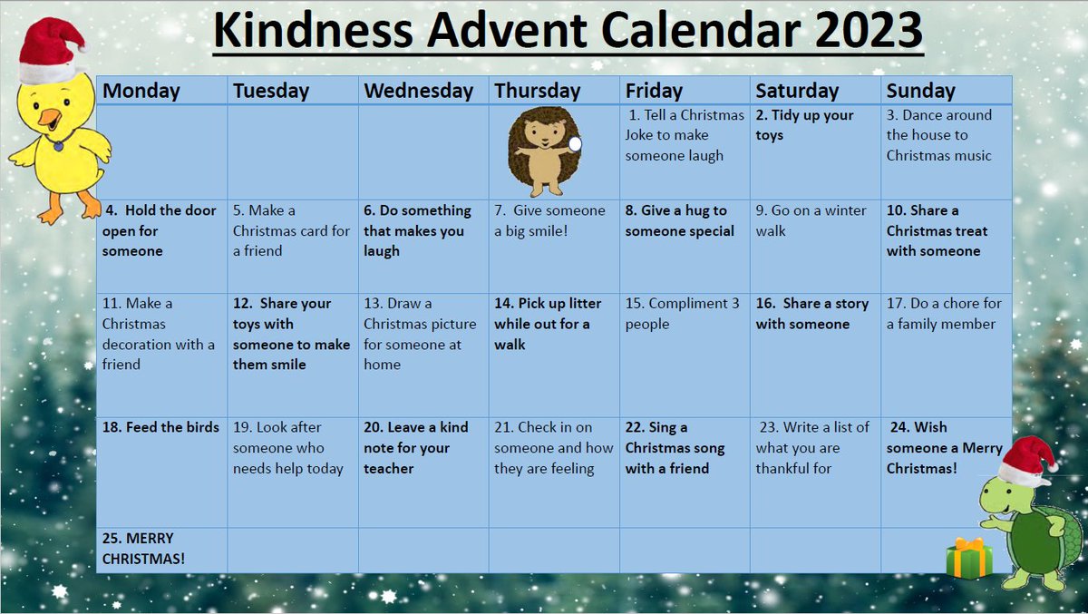 The #UKPATHS Kindness Advent Calendar is a unique way to count down to the holiday season while promoting acts of kindness, gratitude, and community spirit. Please join in! @PATHSEdUK