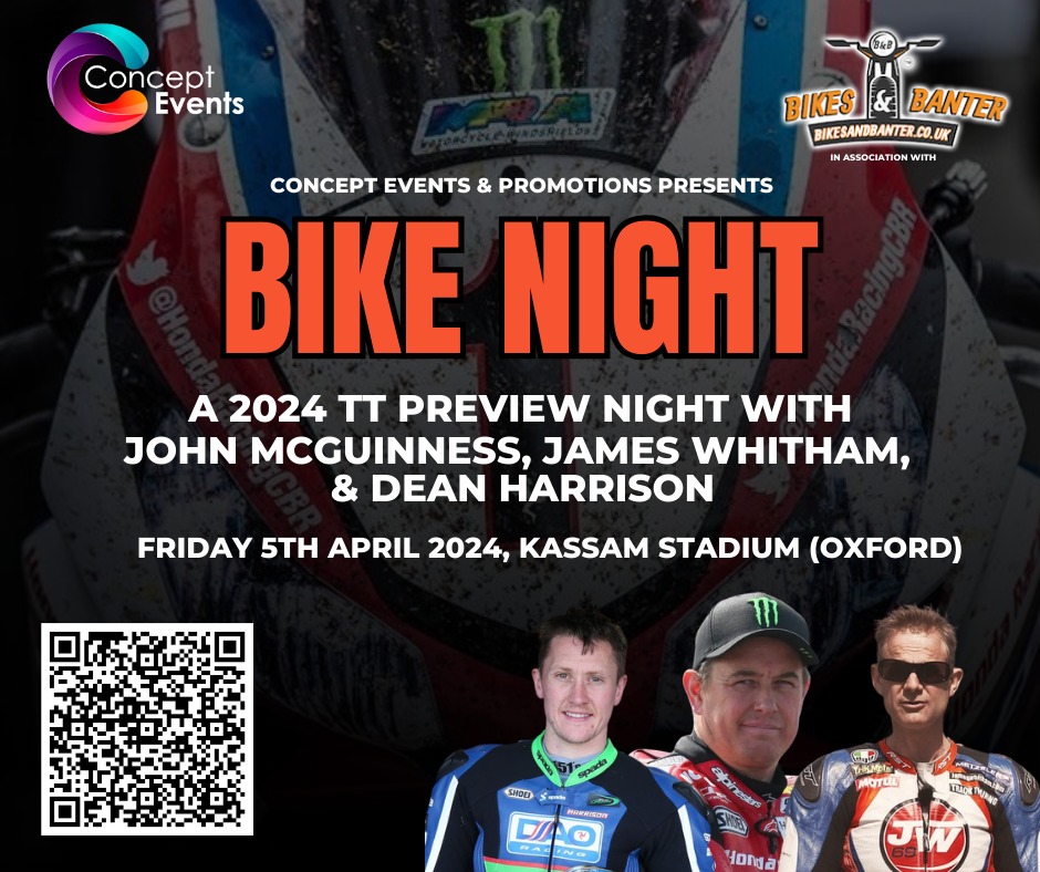 A NIGHT WITH BIKE RACING ROYALTY. CONCEPT EVENTS & PROMOTIONS are extremely privileged to bring you the exclusive opportunity to hear the fascinating tales of these special men. Tickets on sale at bikelegends.eventbrite.co.uk @jm130tt @Jimwhit69 @deanharrisonTT