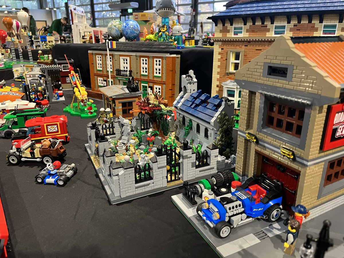 John L’s collection of LEGO dioramas and buildings at Shildon Brick Show this year. #lego #legotown #legocity #legomoc