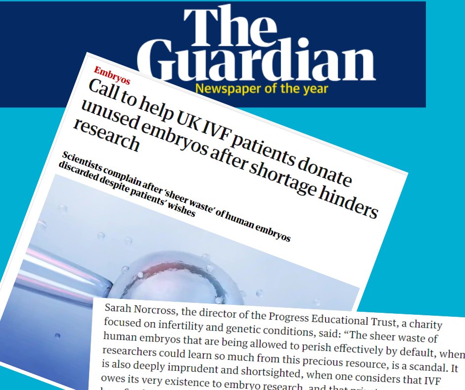 PET is featured in article by @hannahdev. This highlights conf speaker Prof Kathy Niakan's call for law change to help IVF patients donate unused embryos for research You can read the full article at: theguardian.com/science/2023/d… #ivf #embryo #fertility #research #PETconf23
