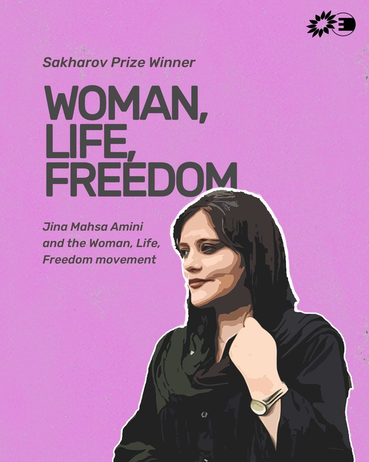 This year's #SakharovPrize has been awarded to #JinaMahsaAmini and the #WomanLifeFreedom movement in #Iran 🤍 We keep on supporting Iranian women fighting for equal rights & freedom.