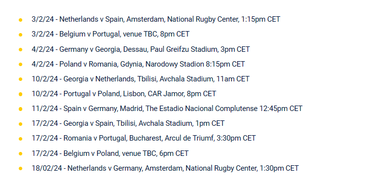 During the men's RWC, if you excitedly agreed with your mates that you fancy some alternative European international rugby weekends, well look no further.

Dates, cities and venues confirmed for the 2024 <a href="/rugby_europe/">Rugby Europe</a> Championship.
