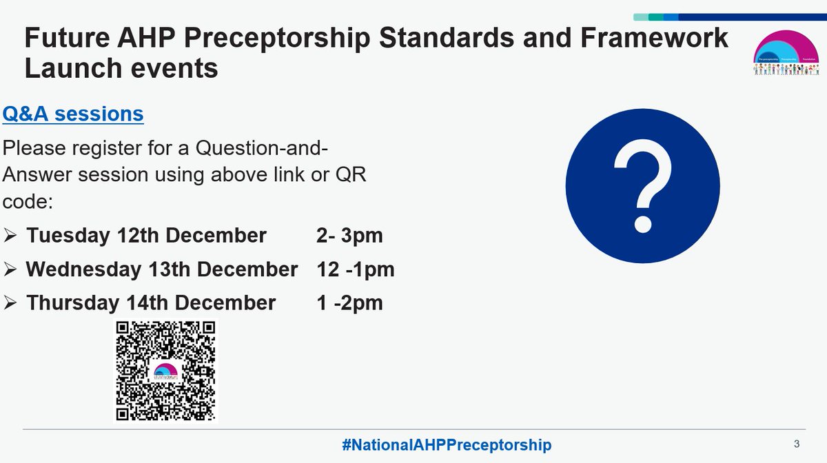 Following the publication of the @NHSEngland AHP Preceptorship Standards & Framework we are continuing our series of launch events with Q&A webinars this week - please register via hee.nhs.uk/news-blogs-eve… #NationalAHPPreceptorship