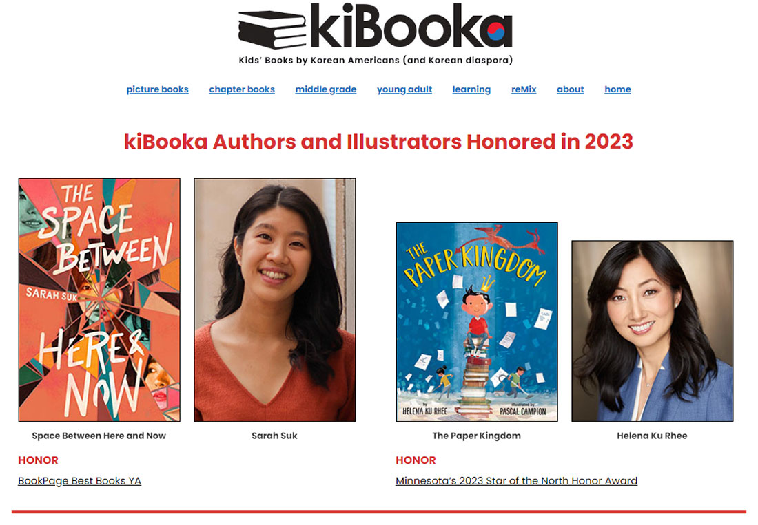 Congratulations to the kiBooka authors and illustrators whose books were honored in 2023. This week, we shine the spotlight on Sarah Suk, The Space Between Here & Now, and Helena Ku Rhee, The Paper Kingdom. @_sarahsuk @HelenaRhee #kiBooka kibooka.com @LindaSuePark