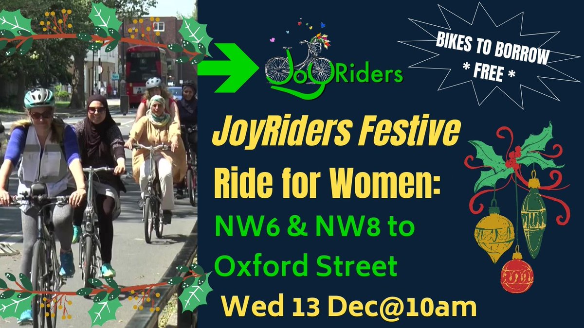 Our last festive ride of the year is taking place tmrw from <a href="/WestWheelsNW8/">Westminster Wheels</a> and <a href="/SKTrustNW6/">South Kilburn Trust</a> 
⛄️🚲🎄
We will be leading a group of women cyclists along Oxford Street and back via Regents Park 🌲🚲🌲
You don't even need your own bike!
Register for FREE ➡️ tinyurl.com/58ww46vz