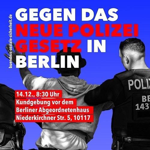 🔥Gegen das neue Polizeigesetz in Berlin!🔥

Donnerstag, 14.12.2023 | 08:30 Uhr | Niederkirchner Straße 5, 10117 Berlin

📣 Aufruf: instagram.com/p/C0ew3VVs7T3/

#b1412 #ASOG

🔗 buendnis-soziale-sicherheit.de