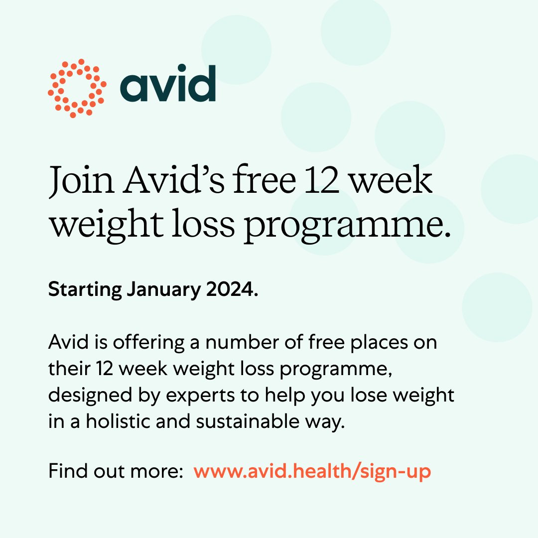 We're excited to launch our next care program for #weightloss - starting January 2024 with limited *free* spaces avaliable.
👉avid.health/sign-up

✅12 weeks, 1:1 health coaching, evidence based content and smart progress tracking

#health #weightlossjourney #weightlosstips