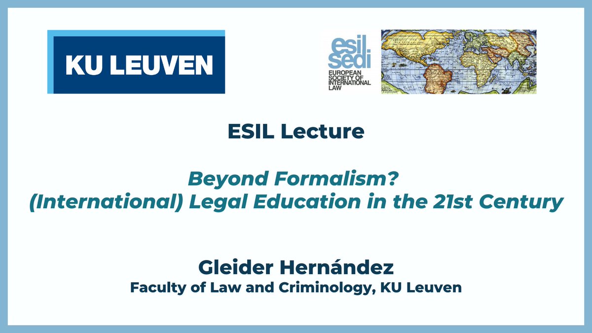 ESIL-SEDI (@esil_sedi) on Twitter photo 🆕💡 New ESIL Lecture available by our ESIL President <a href="/gleiderignacio/">Gleider Hernández</a> on "Beyond Formalism? (International) Legal Education in the 21st Century", held at <a href="/KULeuvenLawCrim/">KU Leuven Rechten en Criminologische Wetenschappen</a> as inaugural lecture. 👏🏻🎓
Watch it here ➡ youtu.be/4hMVNyJhNpA 🆕💡 New ESIL Lecture available by our ESIL President <a href="/gleiderignacio/">Gleider Hernández</a> on "Beyond Formalism? (International) Legal Education in the 21st Century", held at <a href="/KULeuvenLawCrim/">KU Leuven Rechten en Criminologische Wetenschappen</a> as inaugural lecture. 👏🏻🎓
Watch it here ➡ youtu.be/4hMVNyJhNpA