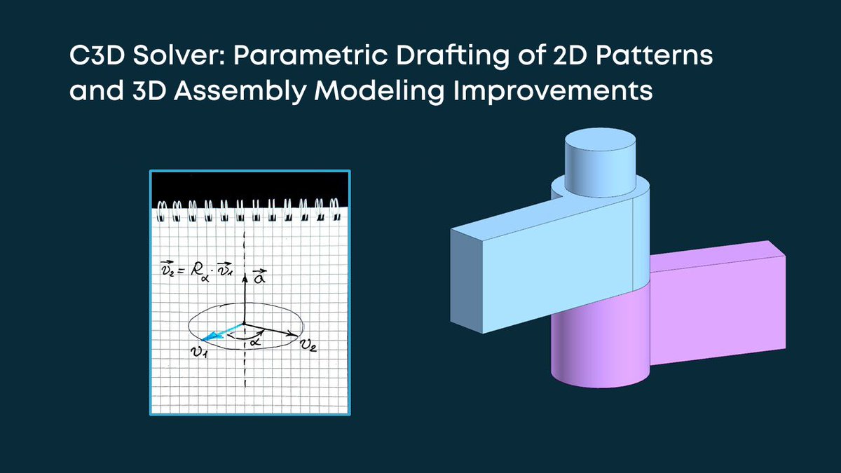 What innovations in the 2D and 3D solvers have been developed by the C3D Solver team? Check out #C3DLabs blog to learn more about parametric drafting of 2D patterns and 3D assembly modeling improvements: c3dlabs.com/en/blog/produc…