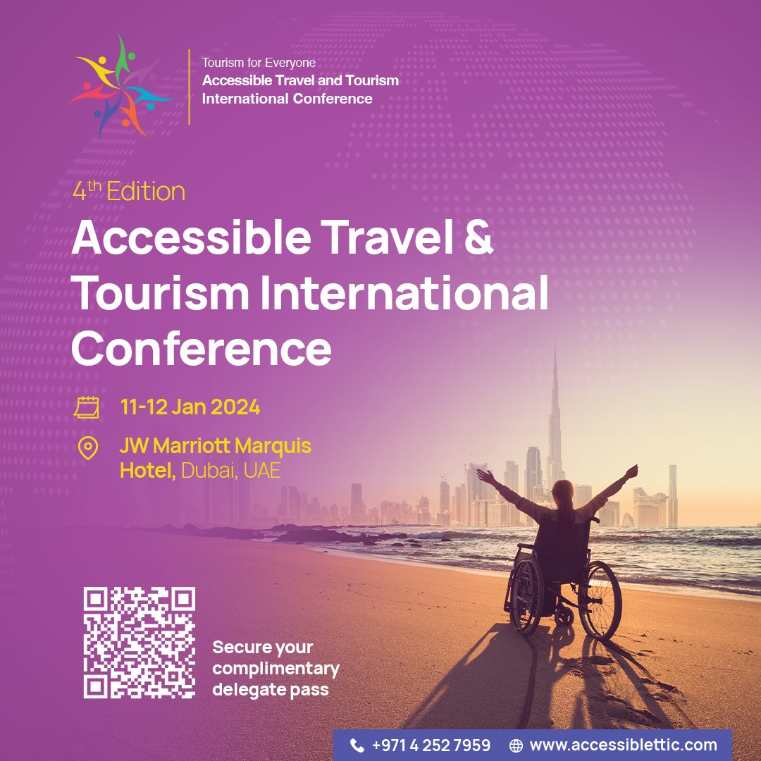 accessiblettic's tweet photo. Enhance your presence as a major player in the tourism industry in the UAE

Be part of the 4th Accessible Travel and Tourism International Conference on 11 &amp; 12 January 2024 at JW Marriott Marquis Hotel, Dubai, UAE. ++ https://t.co/tnFZp3CQYK