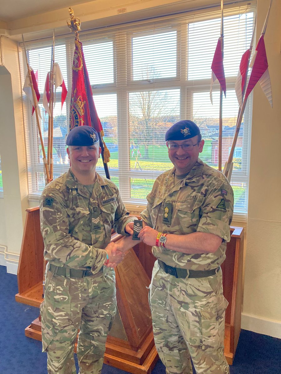 Promotion time. Congratulations to Sgt Nagorski who has been promoted to the rank of SSgt by the Commanding Officer. This promotion follows years of dedicated service and is rightly deserved. He starts today as the new Assistant Regimental Careers Management Officer.