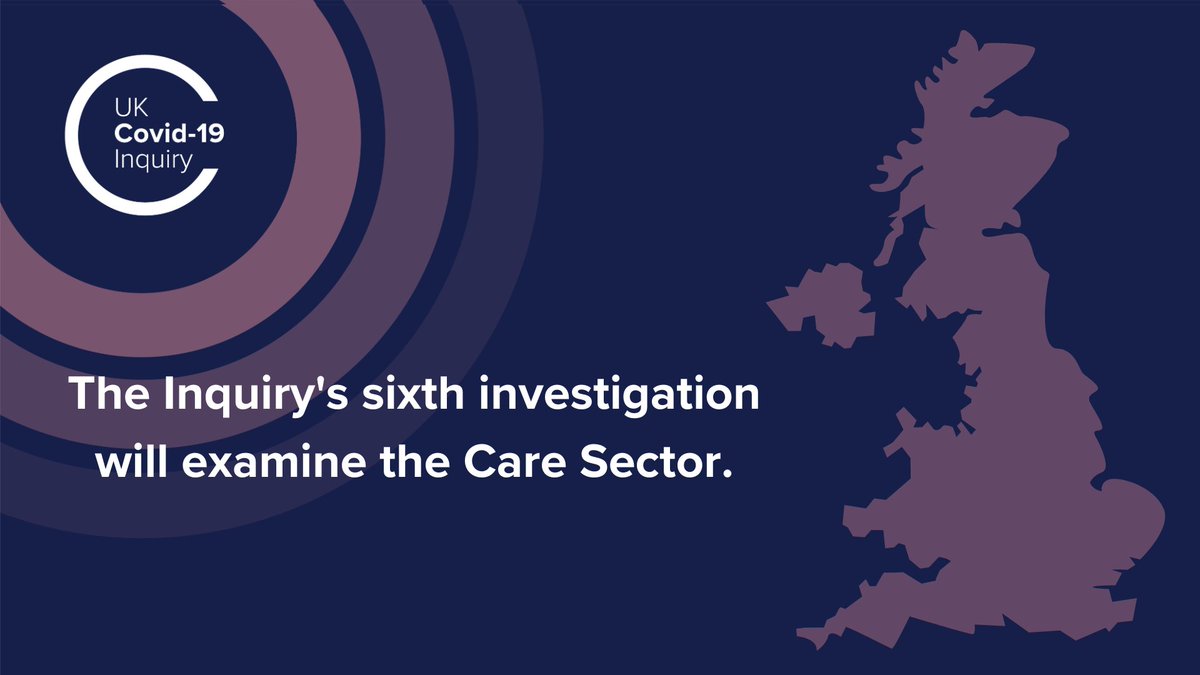 Today, the Inquiry has opened its sixth investigation (Module 6) which will examine the Care Sector.

🗓️We will hold a preliminary hearing for Module 6 in London in early 2024, where decisions are made on procedural matters.

Evidence for Module 6 will be heard from Spring 2025.
