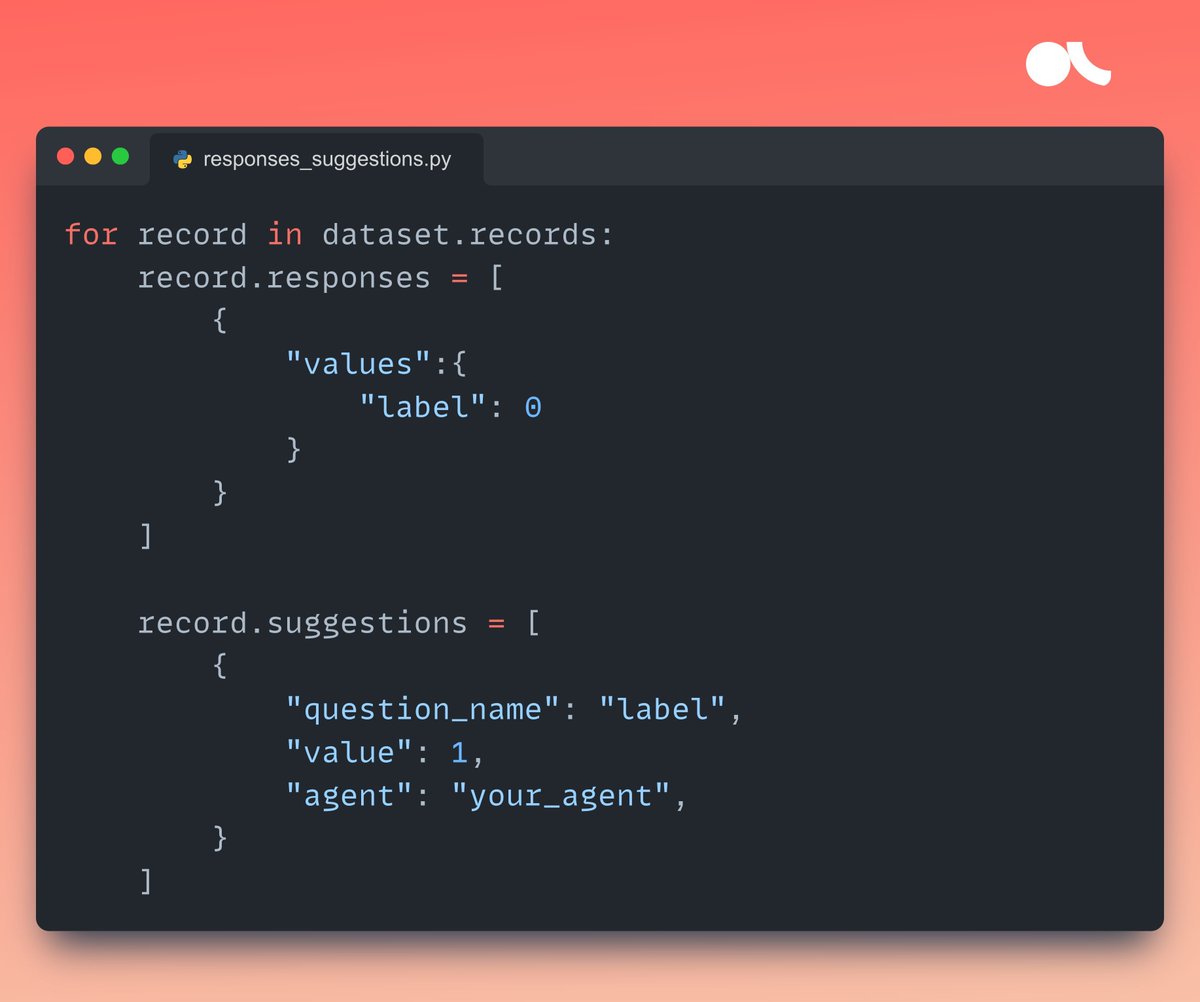 📝 Do you know how to add Responses and Suggestions to your Feedback Datasets in Argilla? We have just the right tutorial for you (buff.ly/3Tco4Ss)! Argilla's GitHub: buff.ly/3RsmOJz #nlproc #llms #python #opensource