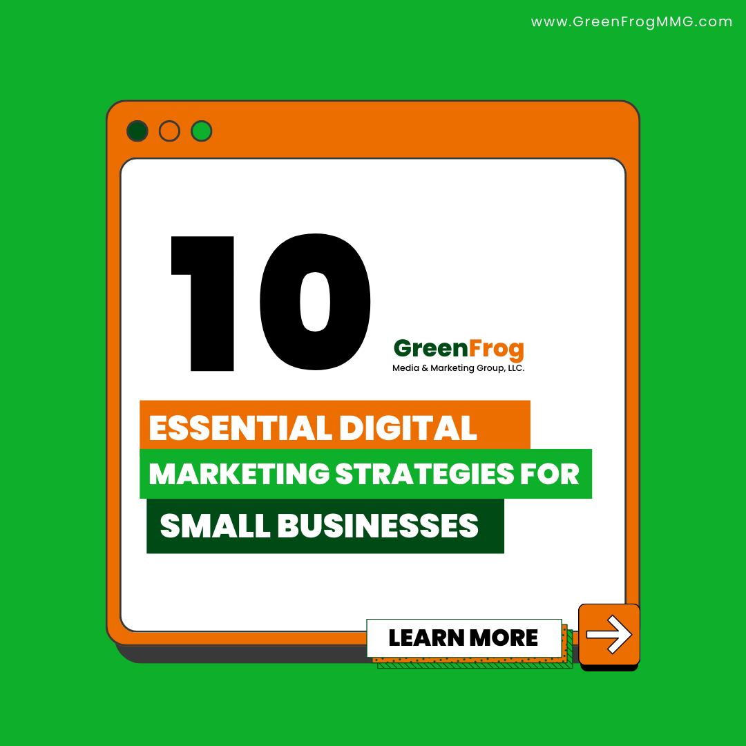 GreenFrogMMG's tweet photo. Dive into our latest blog post and uncover the top 10 Essential Digital Marketing Strategies tailored just for Small Businesses! 💼

Let's boost your online presence together. 
https://t.co/KO0B2CKudW https://t.co/QEqx48McCN