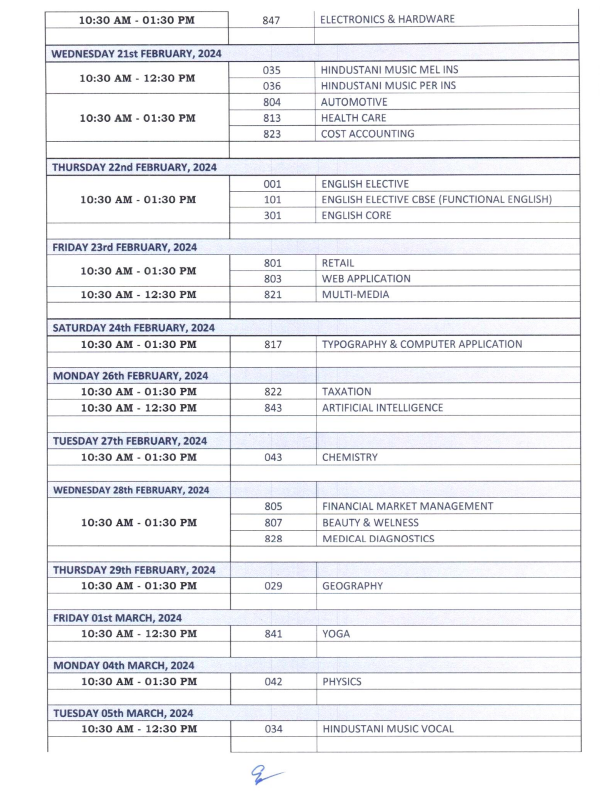 Image CBSE Class 12th Board Exams Time Table