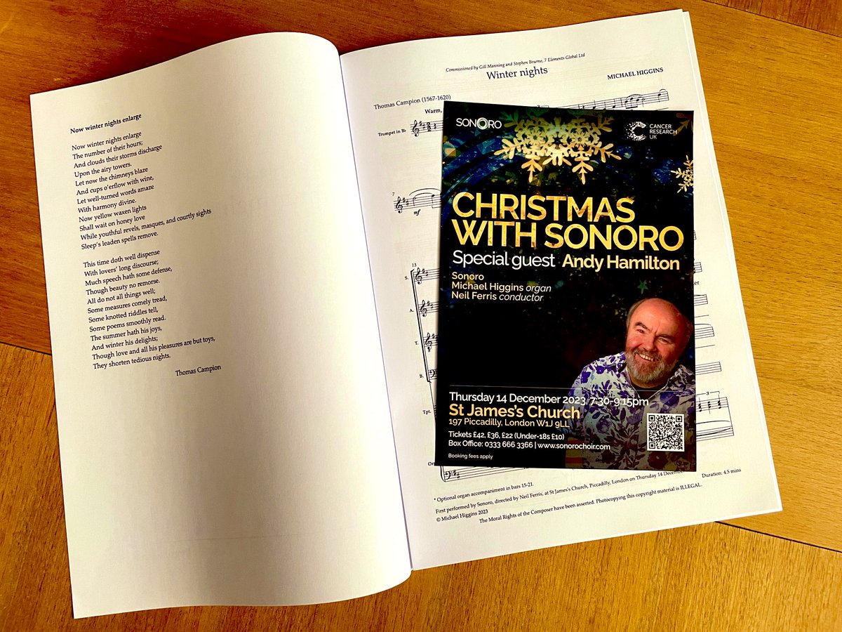 Super excited to hear @sonorochoir @_JoHarris @neilcpferris bring my new piece to life on Thursday, 7:30pm @StJPiccadilly. Lots of other wonderful festive music to be heard, and still a few tickets available. 🎟️ ticketsource.co.uk/sonoro #Christmas2023 #NewMusic