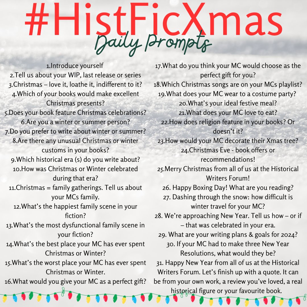 Been catching up on all the #HistFicXmas posts so far. Don't forget that you can join in at any time to share your author links with #Christmas and #Winter themes. Just use the prompts and away you go. #histfic #TuesNews #NewsOnTues