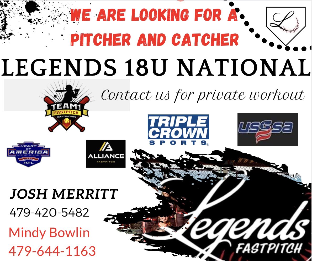 We are looking forward to another exciting summer of tough competition and recruiting opportunities!! <a href="/Josh_merritt21/">Josh Merritt</a> <a href="/LegendsFastpit2/">Legends Fastpitch Organization</a>