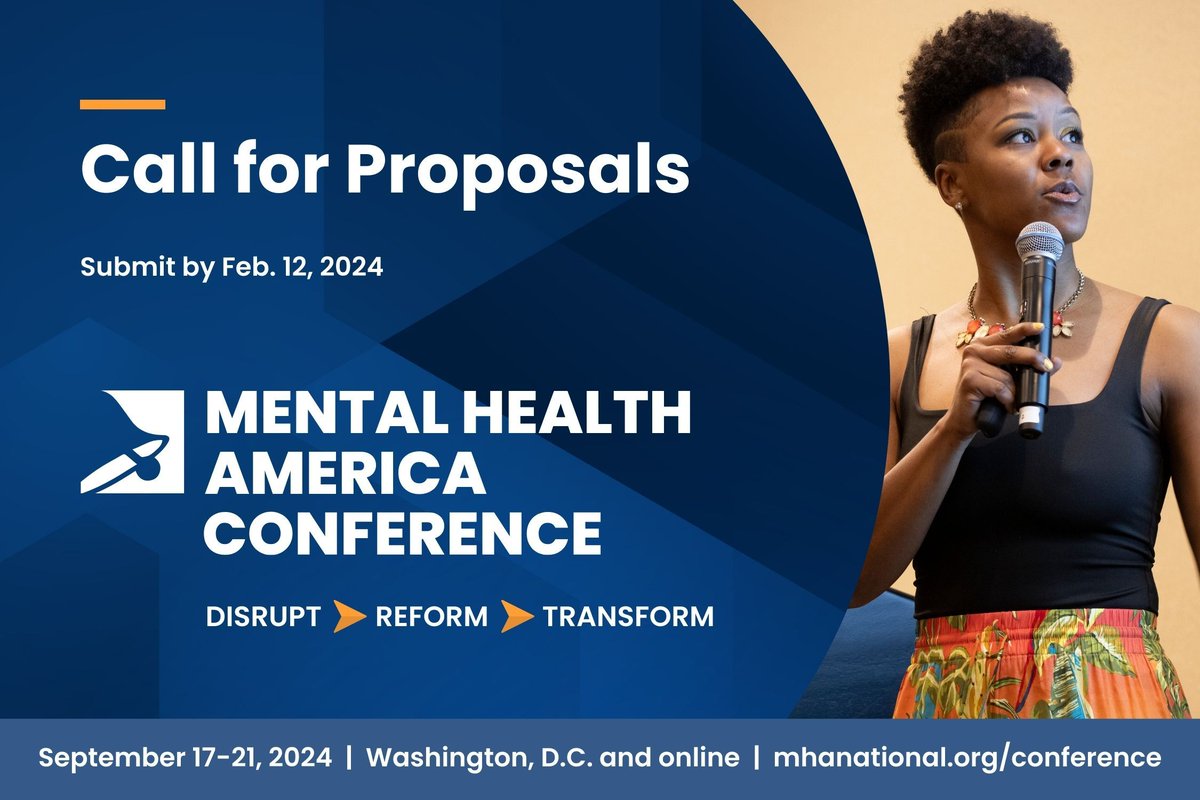 📣 Our call for proposals is now open! Each year, thousands of mental health advocates unite in Washington, D.C., and online for an inspiring week of empowerment and innovation. Join us and apply to speak today at mhanational.org/conference.