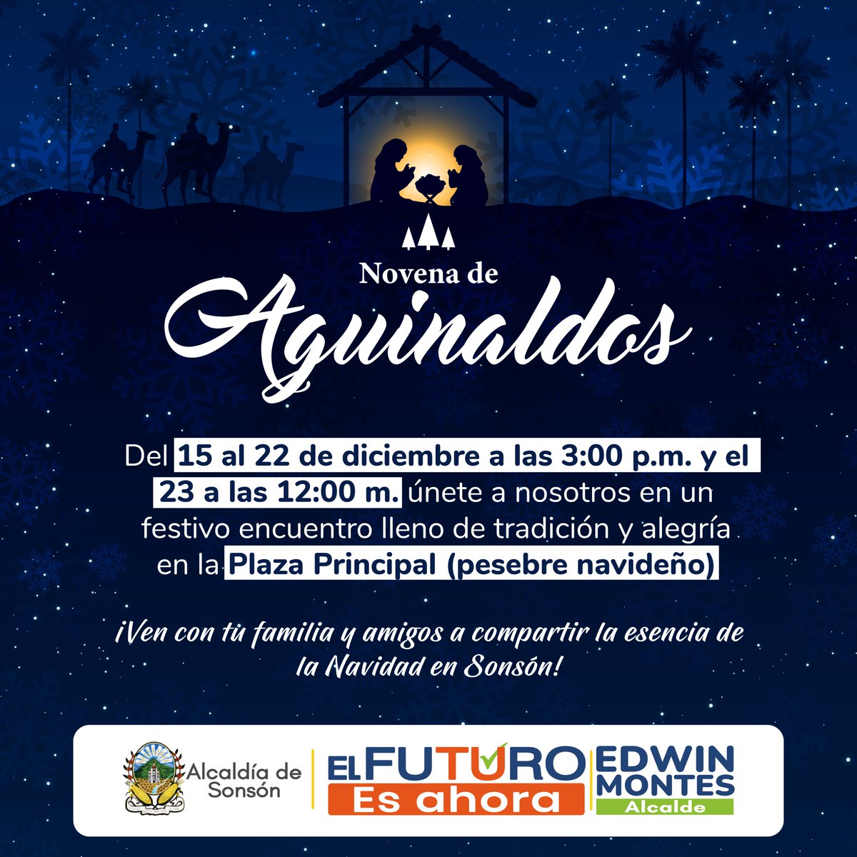 #Cumplimos ✅🧡💙 | Los sonsoneños nos reunimos, desde el 15 hasta el 23 de diciembre para orar alrededor del pesebre, y así rememorar el nacimiento del niño Jesús.👼🎊🎅⭐️