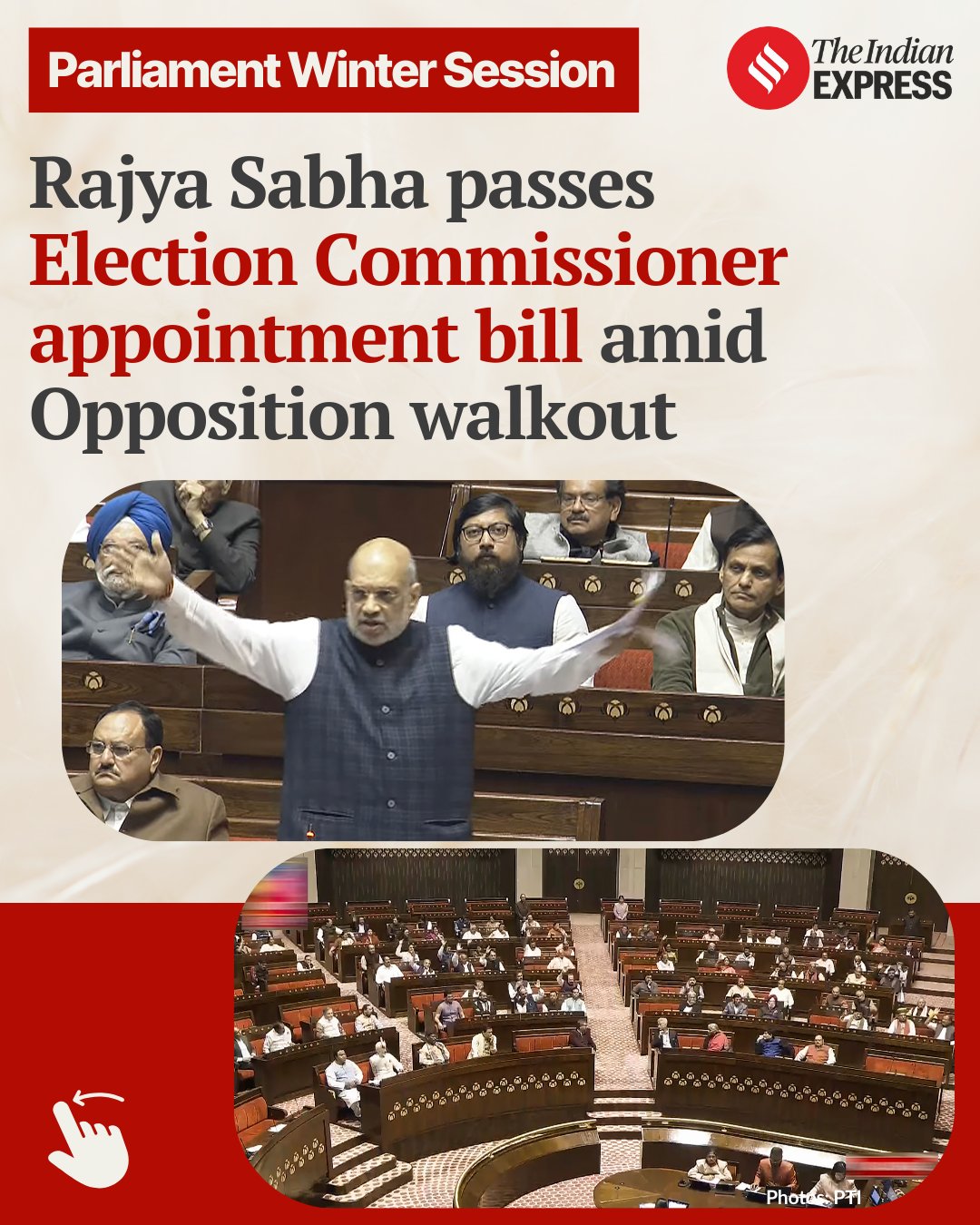 The Indian Express on X: "The #RajyaSabha today (Dec 12) passed a Bill to regulate the appointment of the #ElectionCommission of India by constituting a 3-member selection committee comprising the Prime Minister,