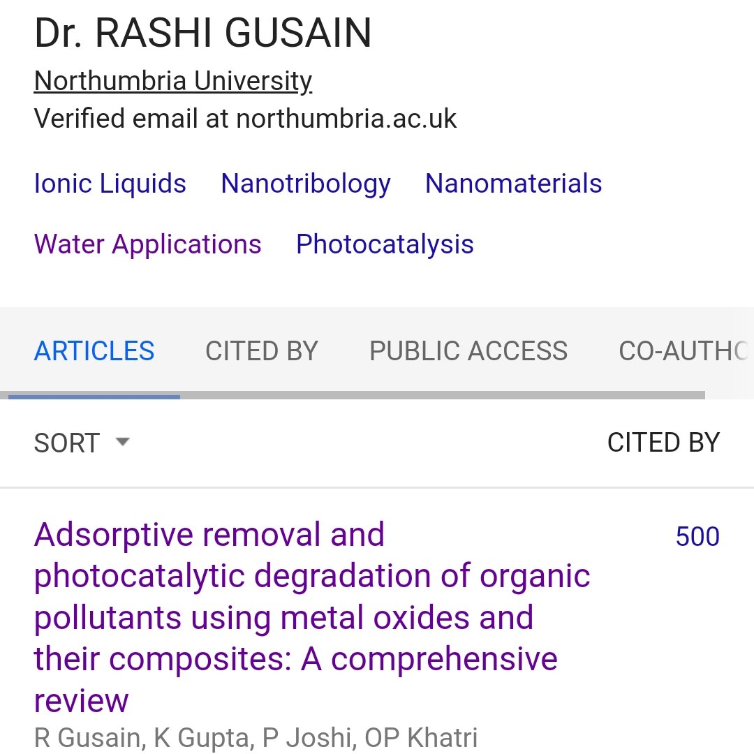 Rashi Gusain (@rashigusain) on Twitter photo Not any achievement is small.. Happy that my review article has been cited by 500 articles
#environmentalremediation
#sustainability
#advancesincolloidandinterfacescience Not any achievement is small.. Happy that my review article has been cited by 500 articles
#environmentalremediation
#sustainability
#advancesincolloidandinterfacescience