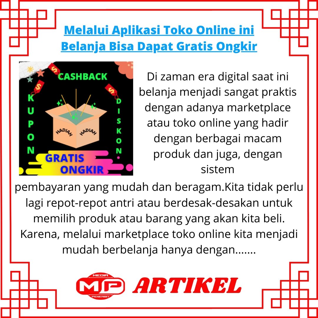 Buat kamu yang mau belanja online melalui aplikasi toko online marketplace ini kamu bisa dapat kesempatan gratis ongkir terus loh, lihat langsung info lengkapnya di situs web kami (Link🔗 di Bio Profile) 👍