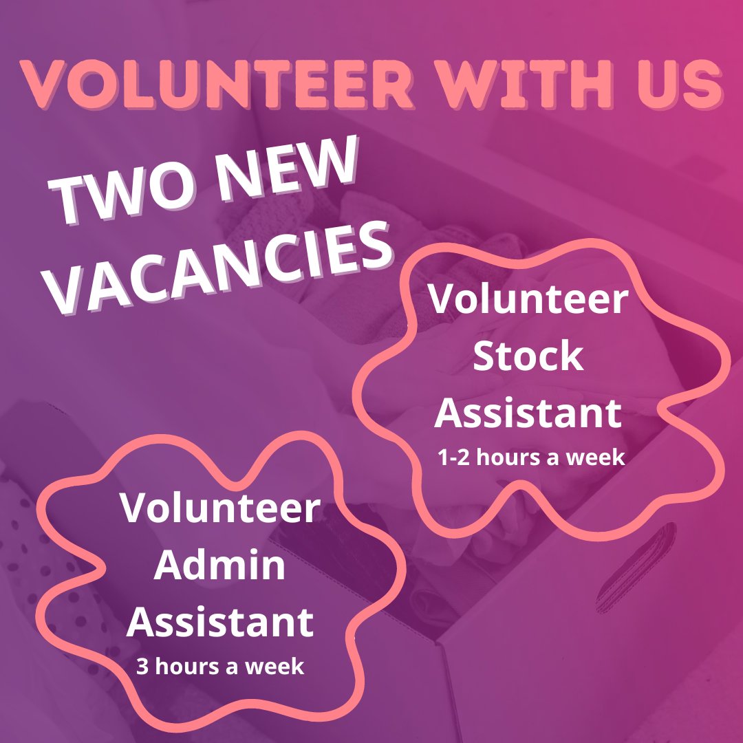 We have two new opportunities available to volunteer with us! If you're organised, dedicated, and looking for experience in the women's charity sector, please scroll down to the 'Current Vacancies' section on the Volunteer page of our website.