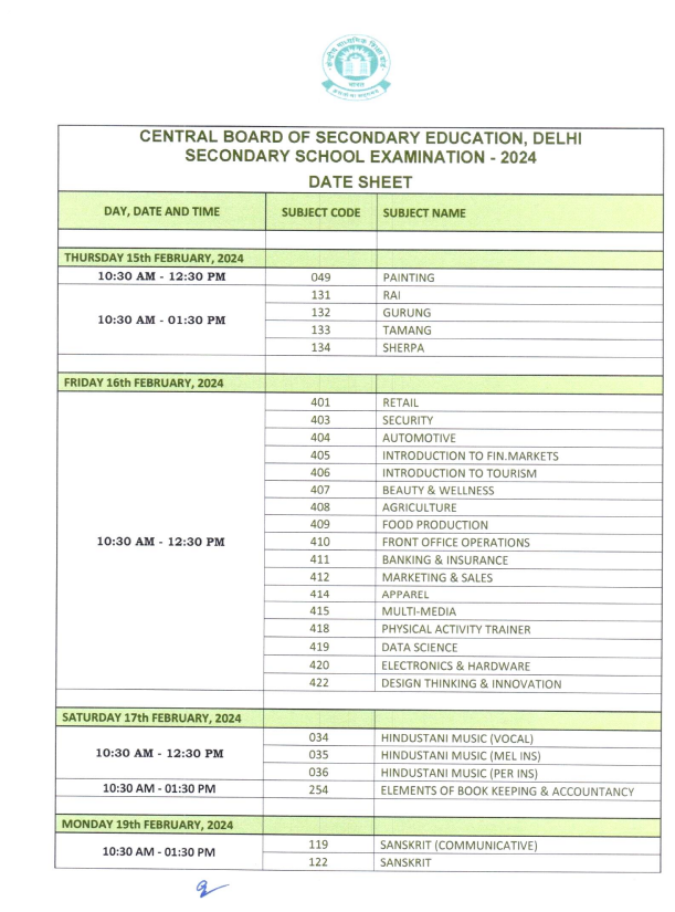 RapidLeaksIndia's tweet image. CBSE releases date sheet for class 10th Board Exams. Examinations to begin from 15th February 2024.

#CBSE #CBSEDateSheet
