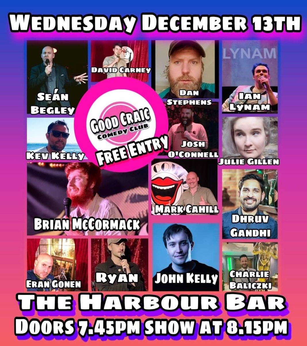 GOODCRAIC (@goodcraicbray) on Twitter photo Tomorrow night <a href="/theharbour_bar/">The Harbour Bar Bray</a> with <a href="/JellytheKelly91/">John Kelly</a> <a href="/brian_mccomedy/">Brian McCormack</a> <a href="/seanbeglycomedy/">Seán Begley</a> and <a href="/ianlynamcomedy/">ianlynamcomedian.bsky.social</a> plus several of the best up and comers on the Irish comedy scene. Free entry as always courtesy of The Harbour Bar. Tomorrow night <a href="/theharbour_bar/">The Harbour Bar Bray</a> with <a href="/JellytheKelly91/">John Kelly</a> <a href="/brian_mccomedy/">Brian McCormack</a> <a href="/seanbeglycomedy/">Seán Begley</a> and <a href="/ianlynamcomedy/">ianlynamcomedian.bsky.social</a> plus several of the best up and comers on the Irish comedy scene. Free entry as always courtesy of The Harbour Bar.