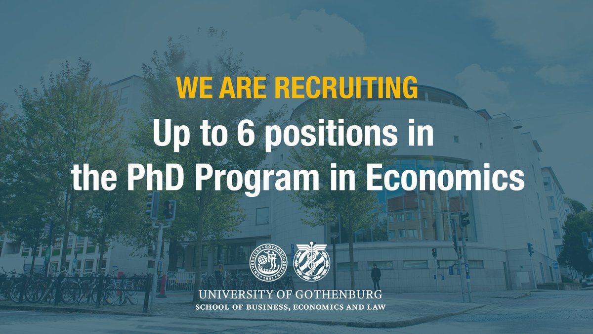 Will you be our next doctoral student? We are looking for up to 6 Ph.D. candidates to start September 2024. Come and join us! #phdposition #phd #applynow #economics #econtwitter web103.reachmee.com/ext/I005/1035/…