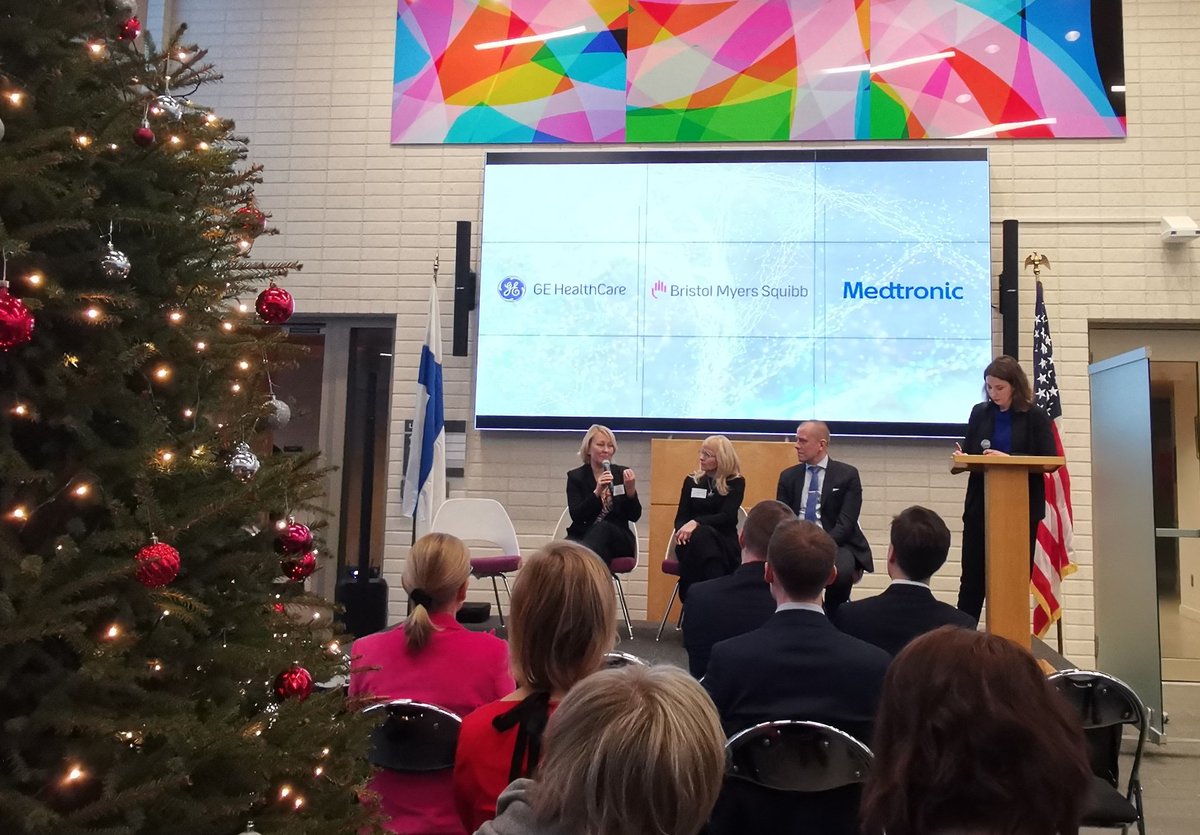 Panel discussion on boosting investments in the health sector and fostering an outcome based culture in #Finland at @usembfinland with @vayrynenville75 @AWartiovaara and @PSillanaukee #health #innovation #outcomebased