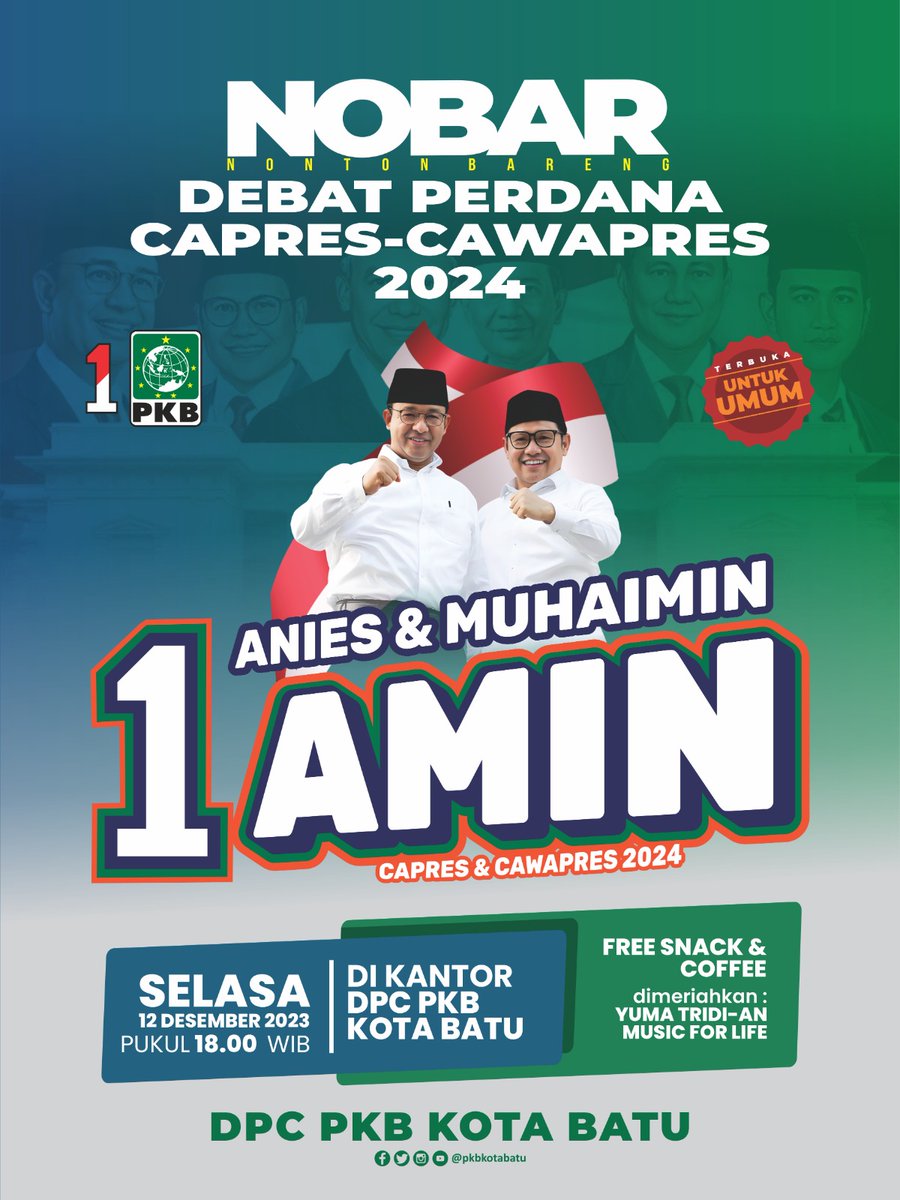 #AMINTerbaikNomor1 #AMINUnggulDebatCapres #AminPalingSiapUntukIndonesia 

<a href="/DPP_PKB/">DPP PKB</a> <a href="/dpwpkbjatim_/">DPW PKB JAWA TIMUR</a> <a href="/cakimiNOW/">A Muhaimin Iskandar</a> <a href="/aniesbaswedan/">Anies Rasyid Baswedan</a> <a href="/caknur_rochman/">nurochman</a>
