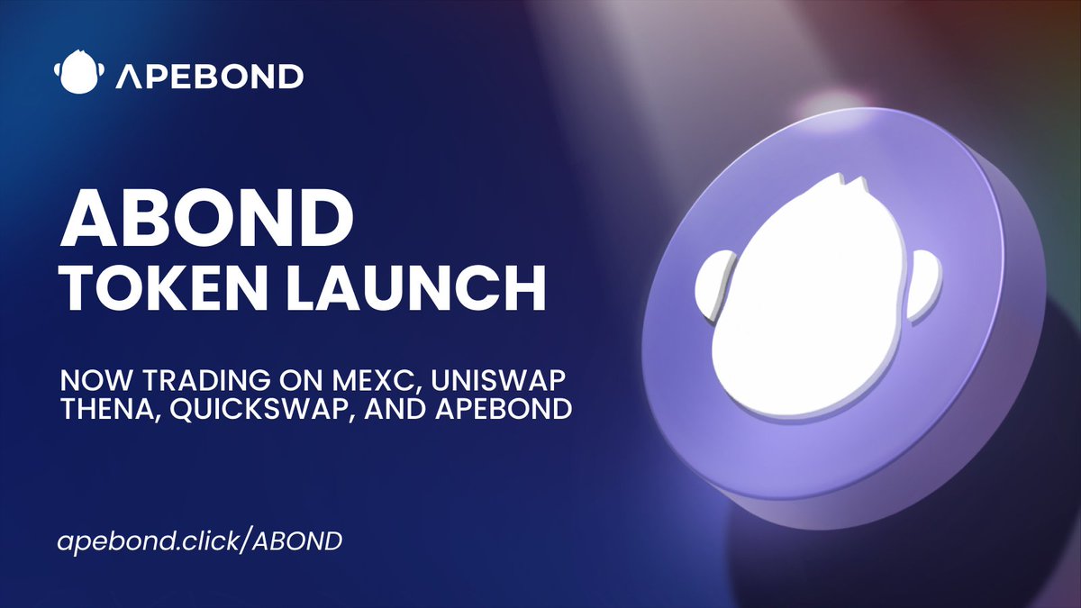 ABOND Token Launch: A New Chapter for DeFi 🧬💜 $ABOND is now trading on the different exchanges! ➡️ apebond.click/ABOND Read the article ⤵️ apebond.medium.com/abond-token-la…