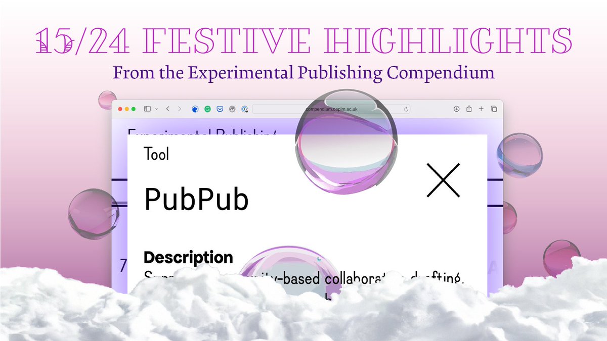 The #ExperimentalPublishingCompendium is a project of the @Copim_community & we trust and love @pubpub & publish our project documentation via this community-based collaborative drafting, review, and publication platform: 🔗compendium.copim.ac.uk/tools/15