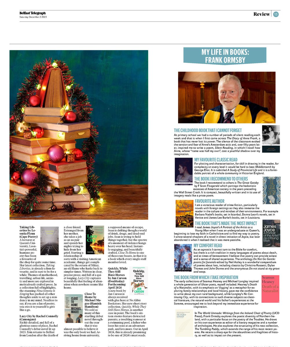 MY LIFE IN BOOKS: FRANK ORMSBY Thank you to the @BelTel and @CormacKinsella for facilitating this interview and promoting our lovely winter collection 'The World Unmade' Available in bookshops north and south now & at ucdpress.ie --