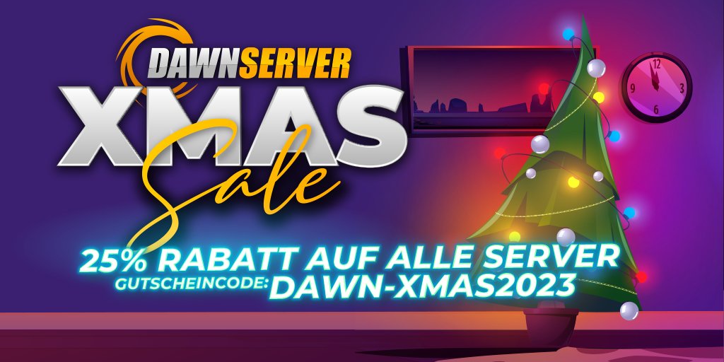 🎄Tauche ein in festliche Gaming-Freuden mit unserem 25% Christmas Sale auf alle Server bei DawnServer! 🚀🎮 Verpasse nicht die Chance, dein Spielerlebnis zu optimieren und gleichzeitig zu sparen. 🌟🔒 Hol dir deinen Rabatt jetzt und erlebe unvergessliche Gaming-Momente! 🎁🎅