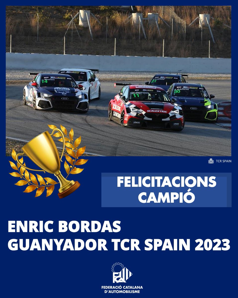 🏆 FELICITACIONS CAMPIÓ
📢 ENRIC BORDAS, CAMPIÓ TCR SPAIN 20213

#FCAutomobilisme #motorsport #automobilisme #felicitacions #enhorabona #campion #tcrspain