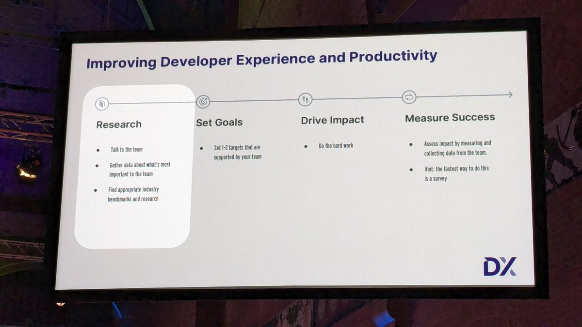 Great to hear from @rhein_wein, CTO of @DeveloperXM, on real world developer experience. How do you know which interventions to make in order to improve the DX? Systems can't talk to us but people can. Ask your developers what the problems are. #atlassianpresentsunleash