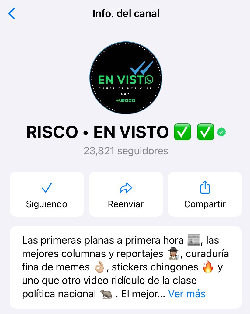 Ya seguimos el canal de @jrisco en WhatsApp, info de calidad y stickers