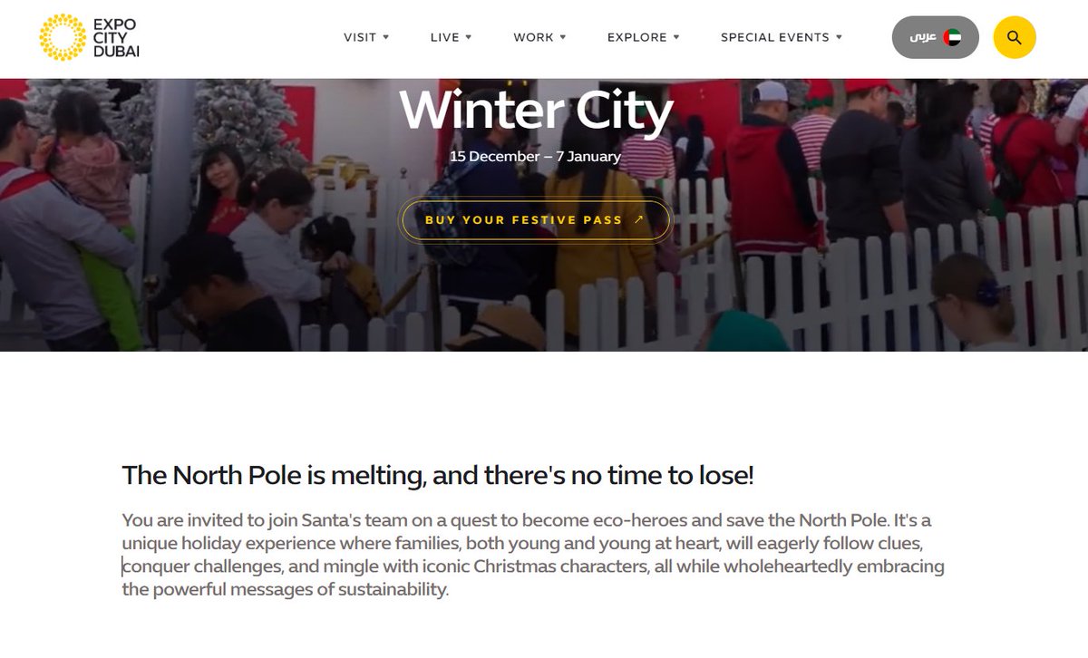 All at #COP28 are waiting for the next text to drop - the one yesterday was a disaster.

Bets are on for when COP will finish- but it must be before Fri 15th Dec as "Winter City" starts. 

It's on message for #ClimateChange "The North Pole is melting, and there's no time to lose"