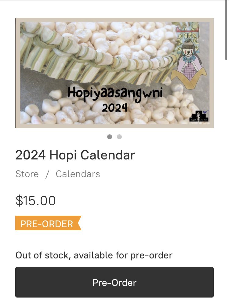 Pre-orders are now being accepted for the 2024 Hopi Calendar. #shopping #giftideas #Hopi mesamedia.org/store/Calendar…